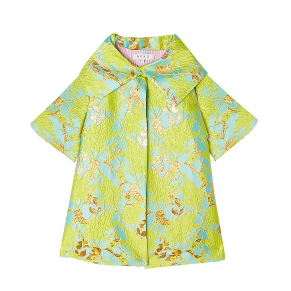 Buru chartreuse brocade car coat